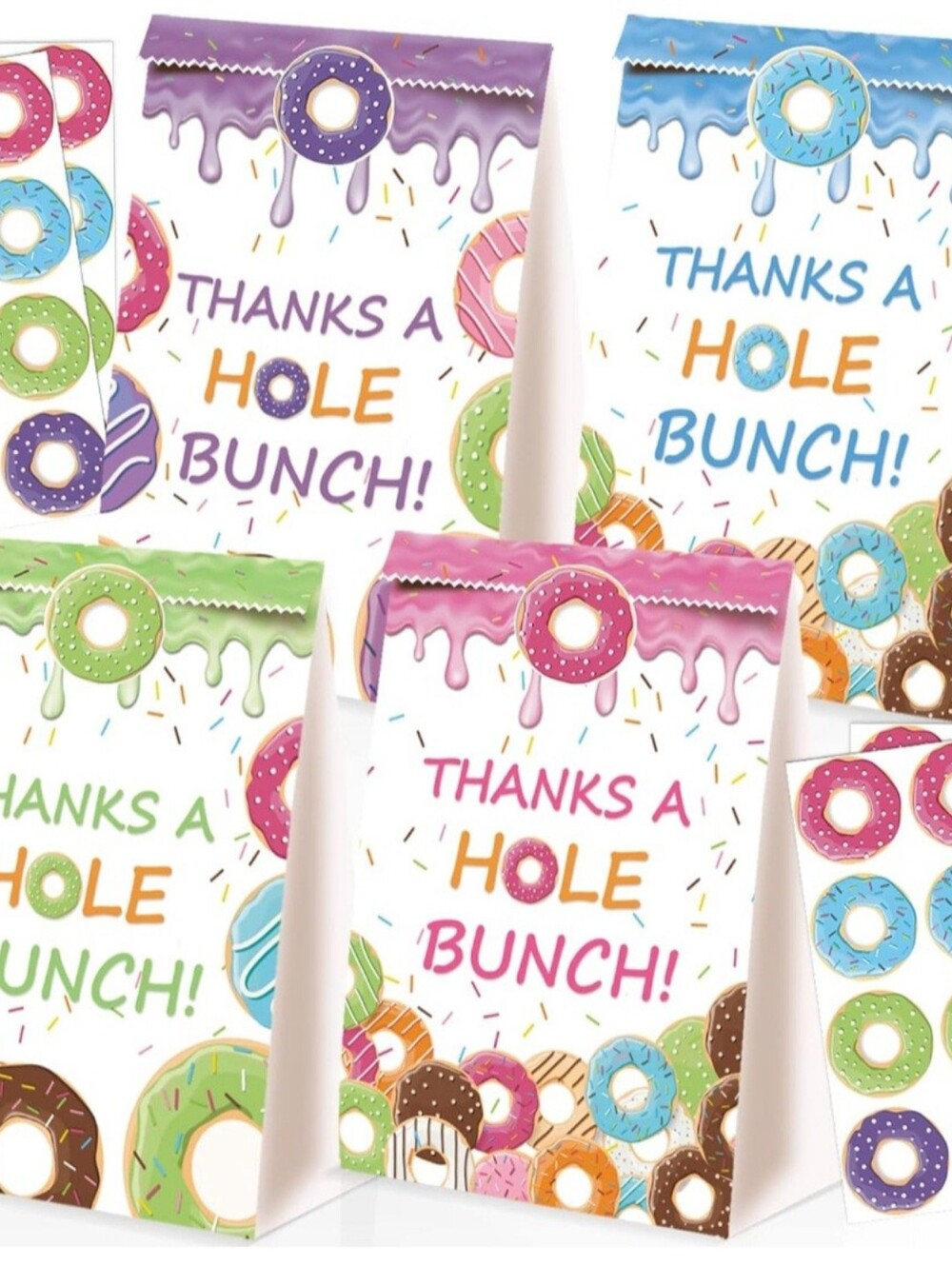 🍎 24 Pcs Donut Favor Bags & Stickers Sweet Treats Goodie Thank You Decoration
